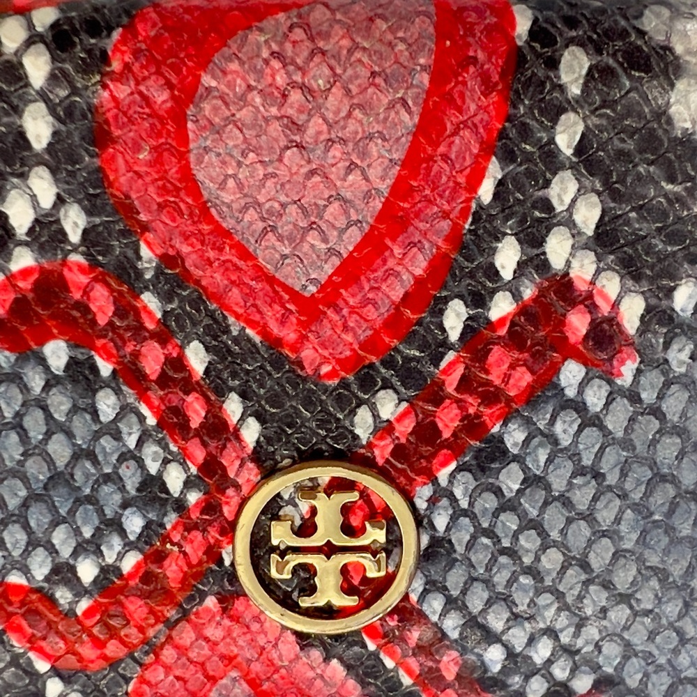 Tory Burch Red, Black & White Python-Print Zip Wa… - image 3